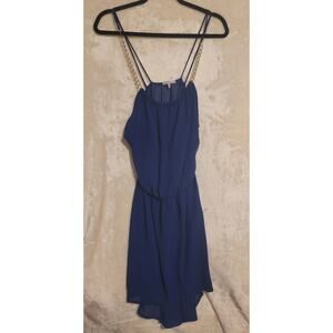 Women's Charlotte Russe Blue Polyester Asymmetrical Chain Strap Hem Dress XL